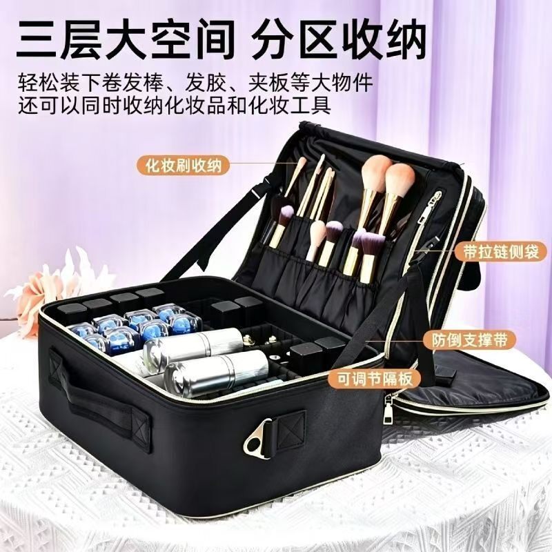 网红款大容量带镜子化妆品收纳工具箱便携外出纹绣美甲跟妆纹眉包
