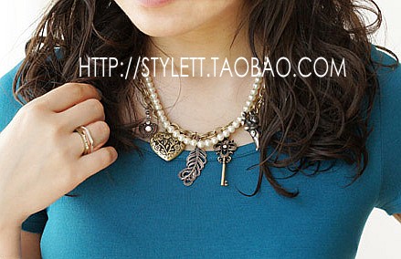 复古双层项链仿珍珠小众饰品女