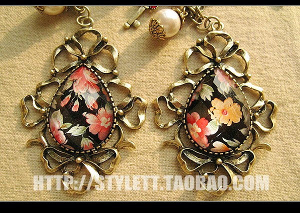 欧美水滴复古大宝石长款毛衣链女