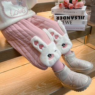 加绒裤 女宝宝棉裤 2025新款 冬装 子 一条过冬加厚可爱兔学士羽绒棉裤