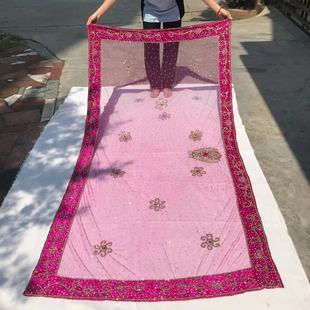 印度尼泊尔进口纯手工亮片绣花沙丽重工纱丽大披肩围巾头纱旅拍女