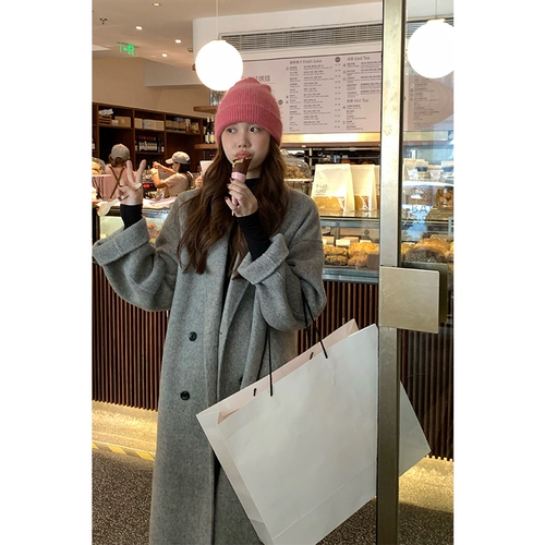 Зимнее двусторонное шерстяное пальто, изысканный стиль, свободный крой