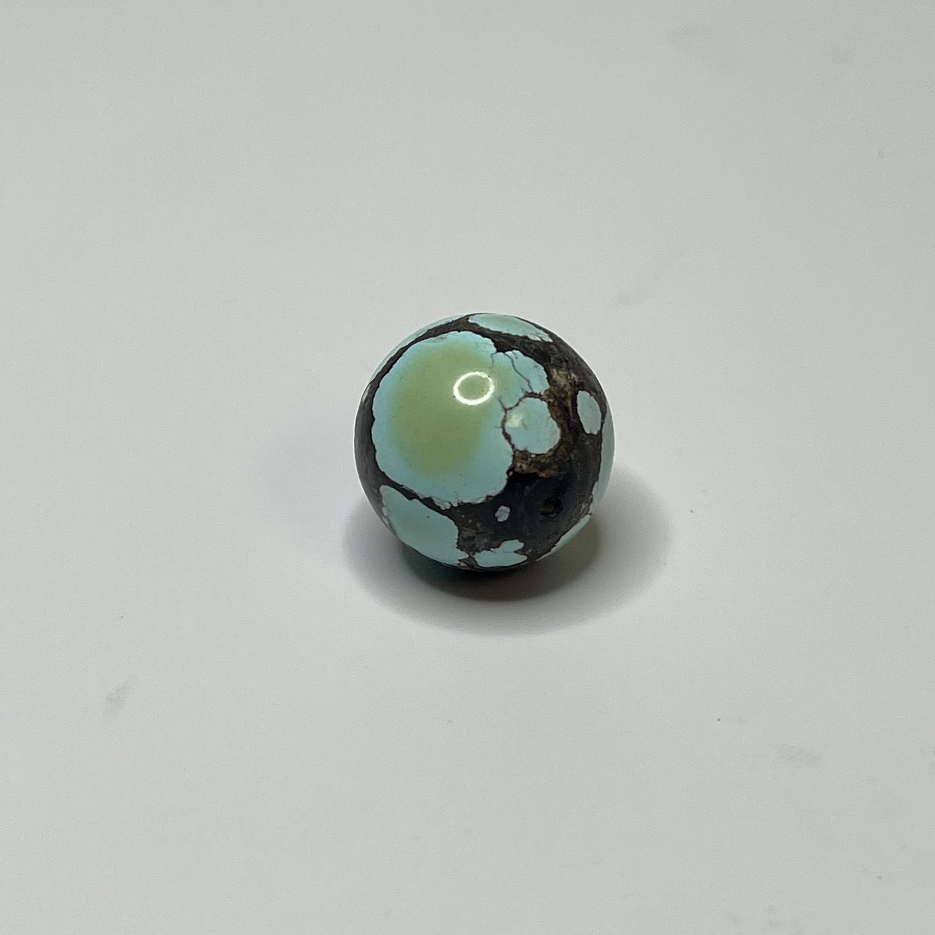 湖北原矿绿松石圆珠尺寸18.8mm重8.2克顶珠配珠饰品原矿无优化