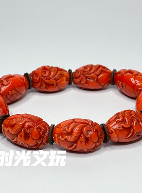 藏式文玩饰品有机宝石雕刻九尾狐男女手链手串流行首饰佛珠念珠