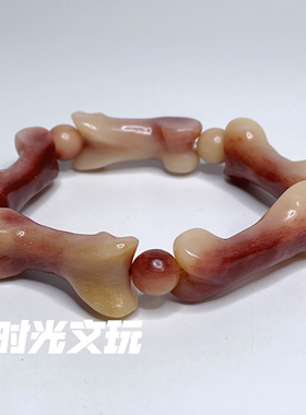 天然血料骆驼骨手串藏式骨头趾骨佛珠男款文玩灵骨手链精品手训