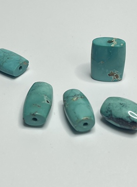 天然湖北原矿绿松石 散珠 佛珠手串配珠 星月金刚菩提配饰 长鼓珠