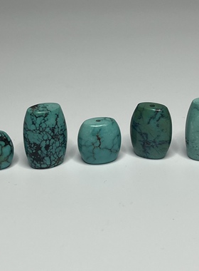 天然原矿绿松石散珠配珠鼓珠diy星月金刚菩提手串项链佛珠配饰