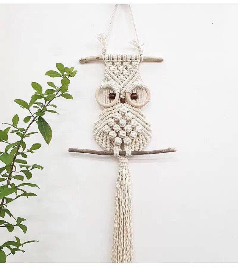 猫头鹰编织挂毯纯手工diy材料包北欧ins客厅卧室挂件民宿网红装饰