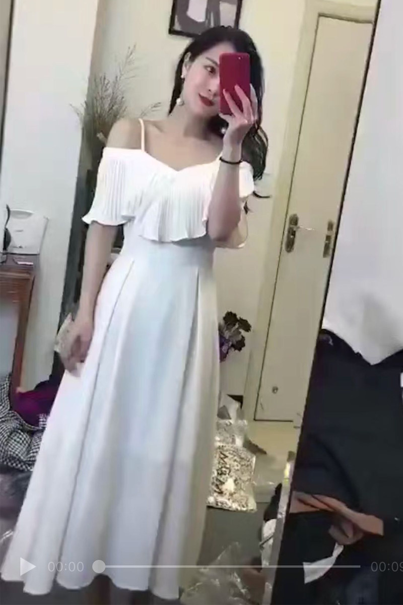 抖音同款 2019夏天海边沙滩吊带裙 露肩荷叶边连衣裙 度假中长裙|ruв категории Женская одежда, платье - от Buy2taobao.com для оказания профессиональной услуги покупки агента Taobao