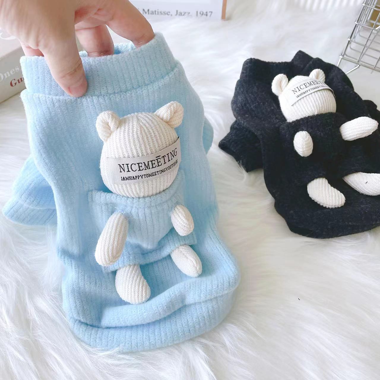 泰迪秋天毛衣比熊博美小型犬宠物秋冬季可爱两脚衣猫咪小鹿犬衣服