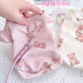泰迪夏天衣服比熊狗狗小型犬宠物猫咪春夏季 透气两脚衣 可牵引薄款