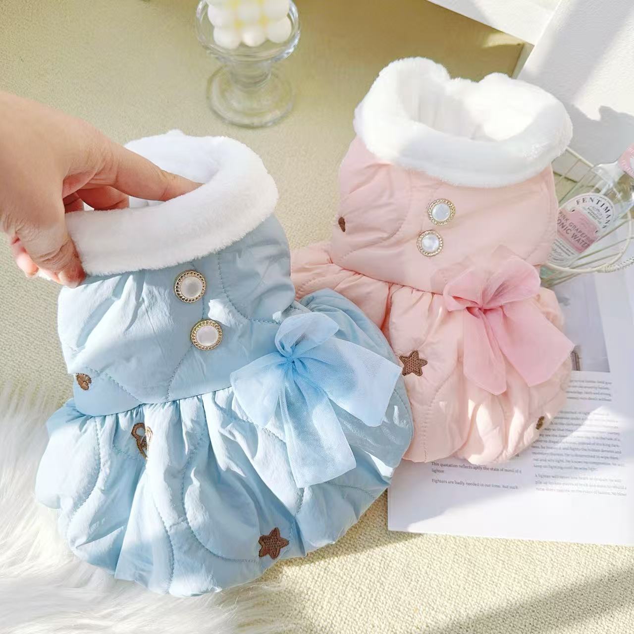 宠物冬天母狗公主连衣花苞裙