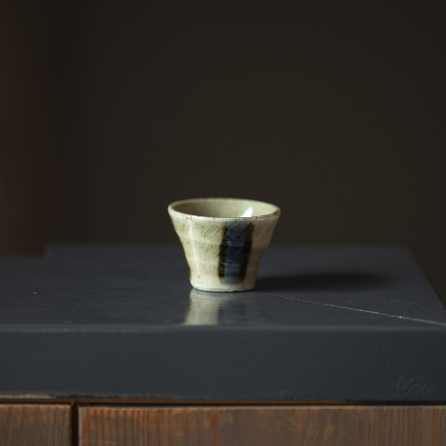 一器一记日本回流中古粗陶螺纹开茶杯