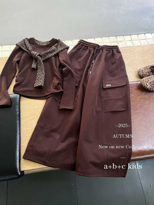 女童套装2025新款秋季儿童洋气时髦打底衫中大童休闲工装裤两件套