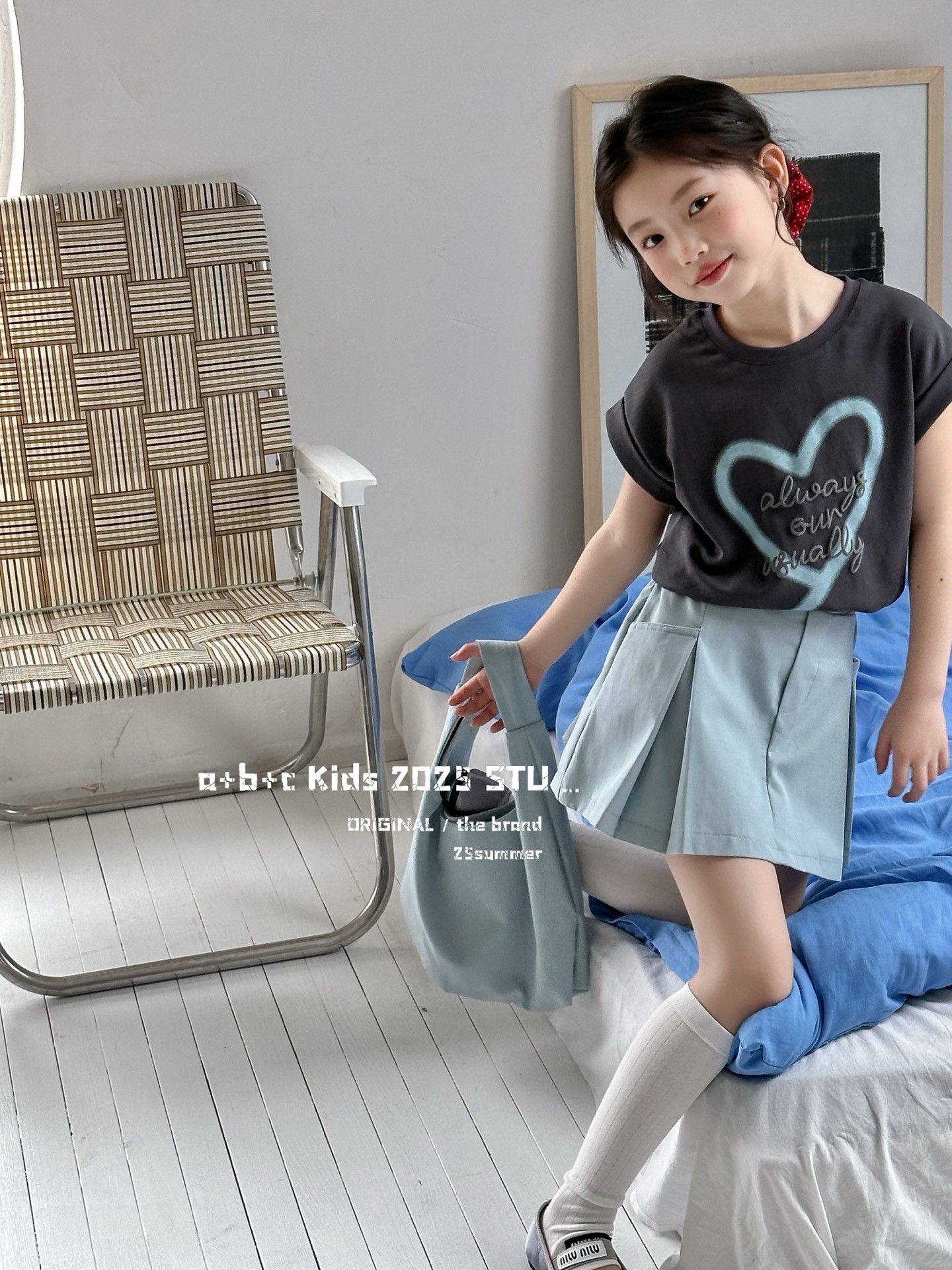女童短袖T恤短裤套装2025夏季新款儿童洋气百搭爱心上衣半身裙潮