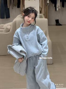 女童套装2026新款洋气时髦儿童秋冬款卫衣棉马甲卫裤中大童三件套