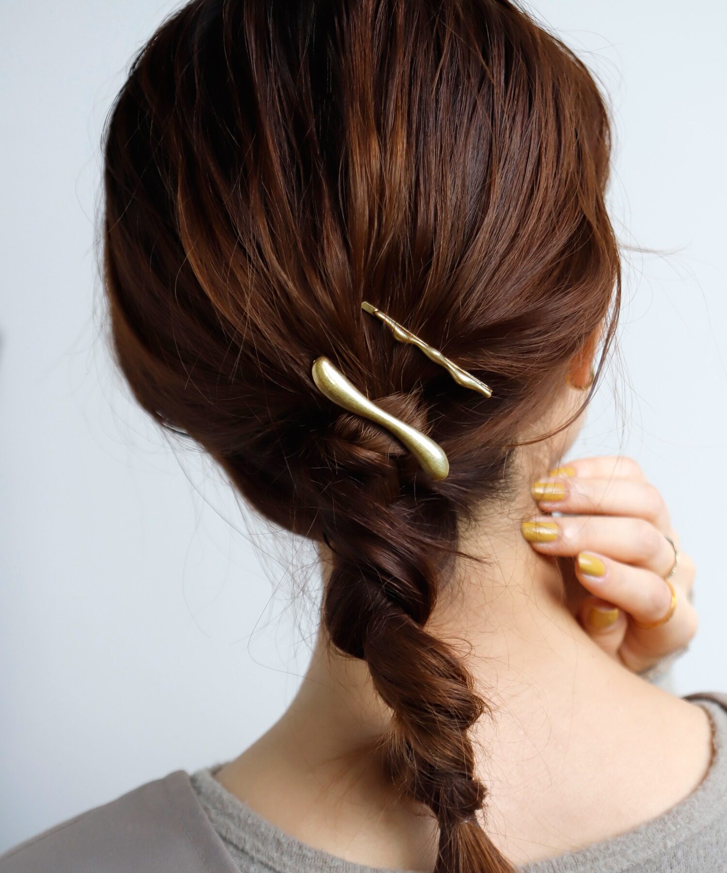 包拼邮 日本代购anemone哑光金属波浪气质百搭发夹一字夹边夹发饰