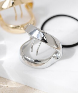 包拼邮 日本代购 ANEMONE日系双层圆环金属马尾发插发绳皮筋2件套