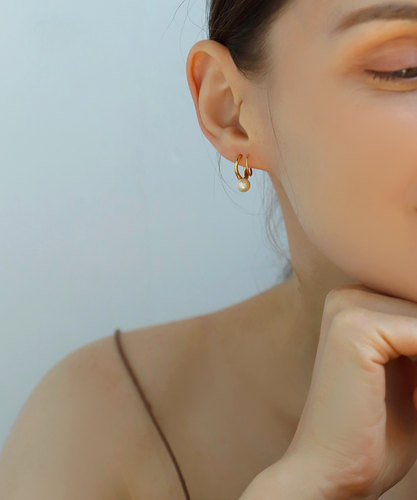 mimi33耳环线条珍珠轻奢时尚百搭