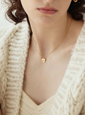 CENE日本代购金属凹凸圆形项链