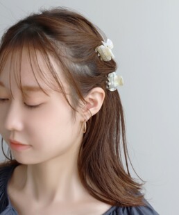 包拼邮 日本代购 ANEMONE 日系醋酸方块光泽刘海边夹小抓夹子发卡