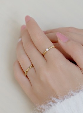 ANEMONE金属日系珍珠2件套戒指