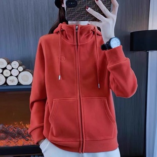 秋冬季户外双面抓绒衣女外套韩版连帽加厚保暖金丝绒休闲卫衣百搭