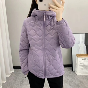 冬季加绒夹棉棉服外套女装菱形格纹棉衣防风保暖绗缝夹克开衫棉袄