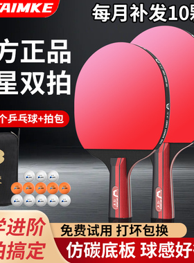 LTAIMKE乒乓球拍五星初学者双拍儿童小学生专用正品专业成人九星