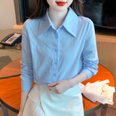 女洋气全棉减龄百搭上衣 职业白色女士衬衣纯棉衬衫 2025春秋季 新款