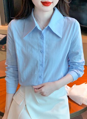 2025春秋季新款职业白色女士衬衣纯棉衬衫女洋气全棉减龄百搭上衣