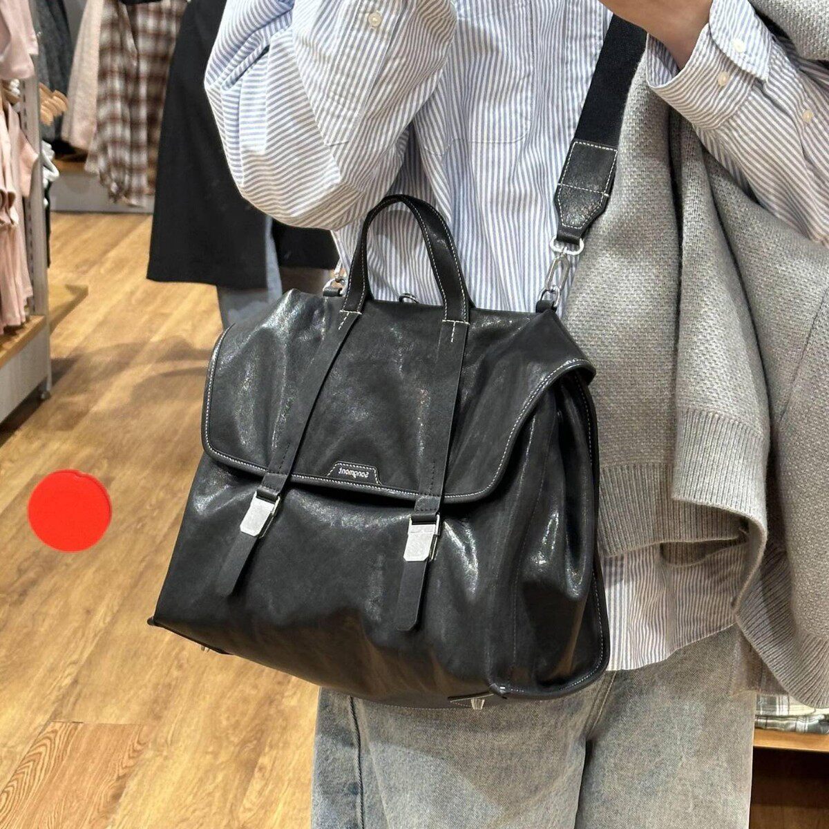 潮人坊-赵昭仪同款松家游历手提公文包男女通用复古风单肩斜挎包