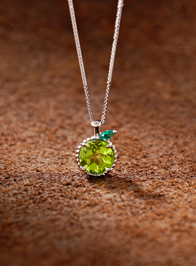 黛晶珊S925银天然橄榄石吊坠项链