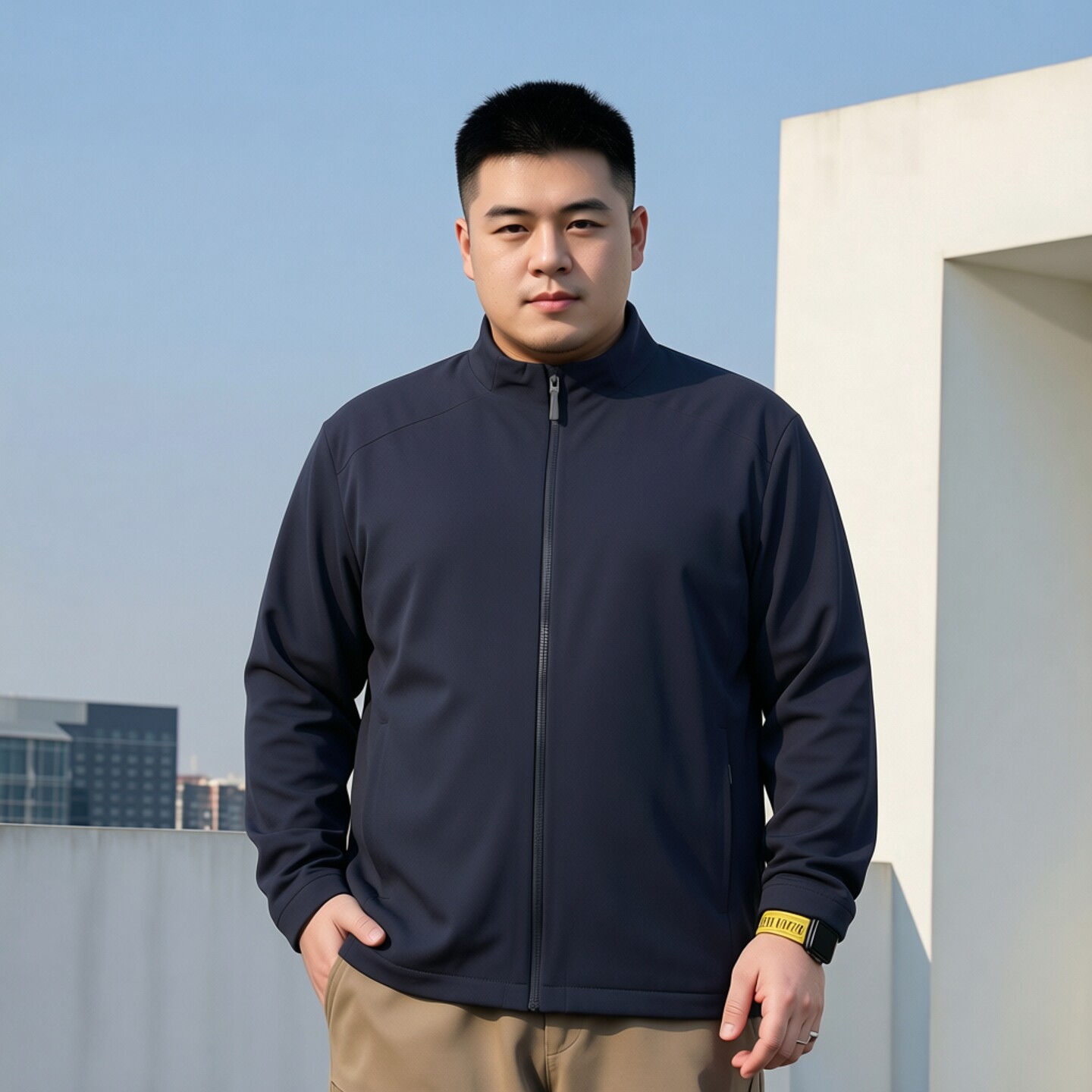 秋冬大码男士立领户外加绒夹克外套宽松休闲防风保暖上衣加肥加大