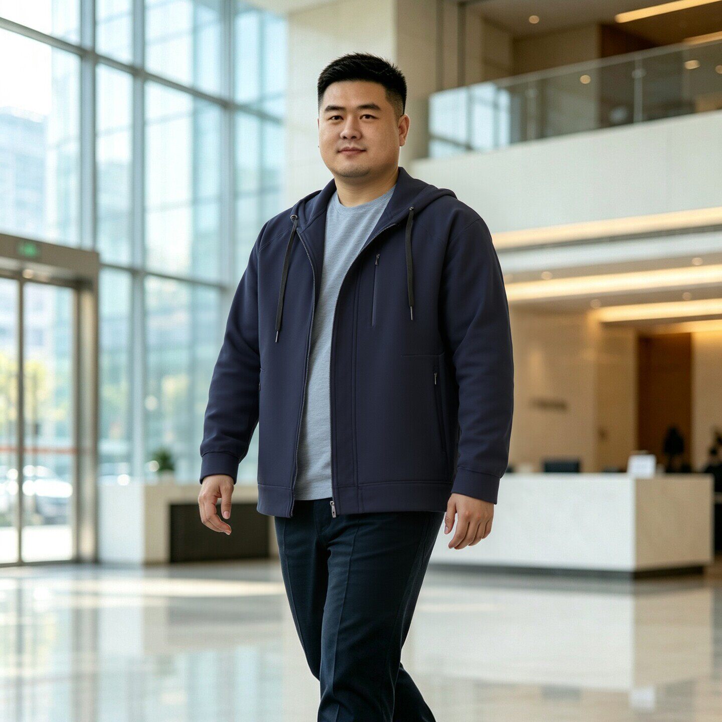 2026新款大码男装加肥加大宽松型连帽卫衣胖子潮显瘦外套拉链衫