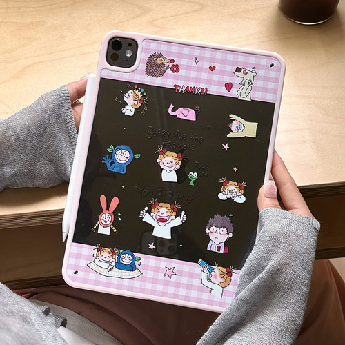 可爱彩绘iPad11保护壳适用air7保护套苹果平板pro11亚克力10代透明air45防弯mini6后壳2019款第9代10.2寸七八