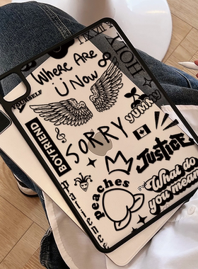 美式涂鸦 适用a16 苹果ipad11代平板壳air8/7/6第九代保护壳9/10ipadpro11寸m4/m5保护套ipadmini a17pro外壳