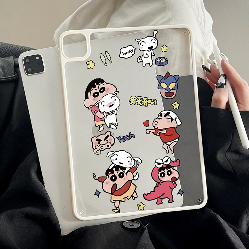 蜡笔小新iPad11保护套第789代彩绘10.2寸软边苹果air76亚克力防摔pro11硬壳适用10十代可爱AIR3/4透明pro10.5