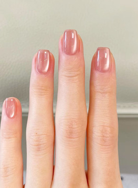 荔枝粉冰透猫眼穿戴甲清新韩系纯欲显白温柔风 ins百搭短美甲贴片