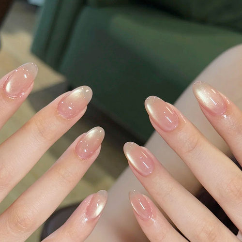 清透玻璃珠穿戴甲短椭圆