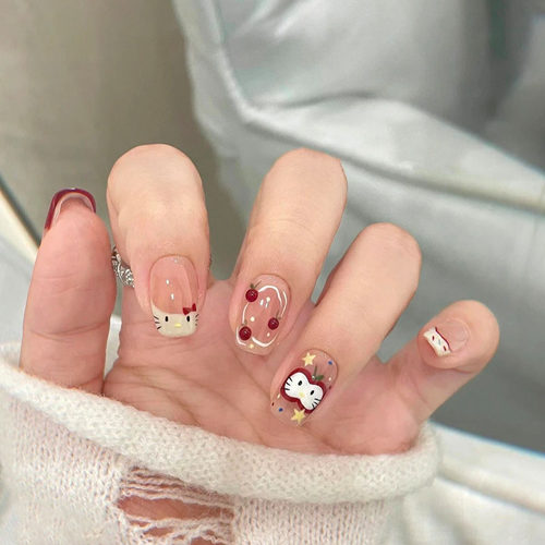 红苹果可爱卡通穿戴甲kt猫