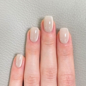 奶灰珍珠 猫眼穿戴甲高级简约小众玻璃珠手工美甲短甲气质高雅