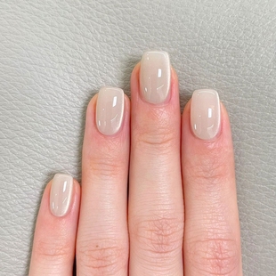 猫眼穿戴甲高级简约小众玻璃珠手工美甲短甲气质高雅 奶灰珍珠