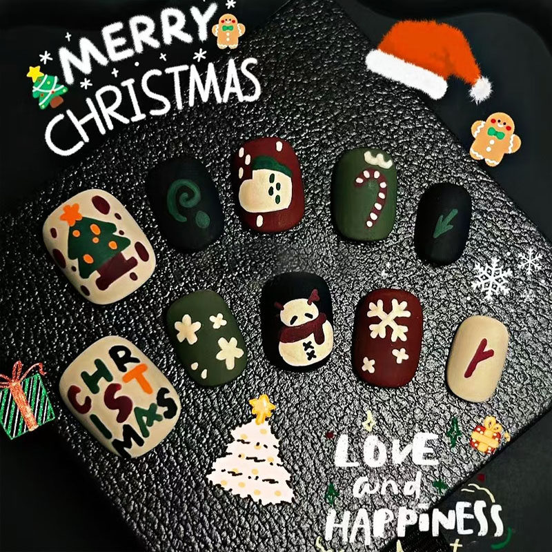 圣诞愿成真磨砂穿戴甲时尚可爱卡通百搭节日常新短款豆豆美甲贴片,彩妆/香水/美妆工具,穿戴甲/甲片,淘宝优惠券,粉丝福利购,淘宝优惠卷