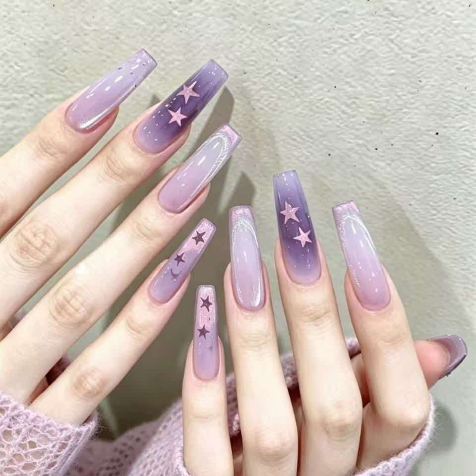 紫雾星夜穿戴甲温柔清透淡紫