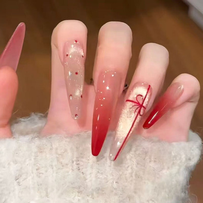 金红渐变爆闪猫眼穿戴甲