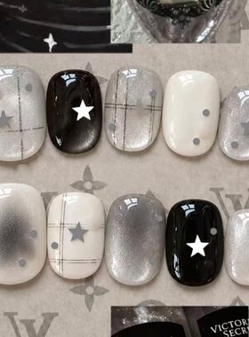 黑银星迹穿戴甲甜酷小众风个性