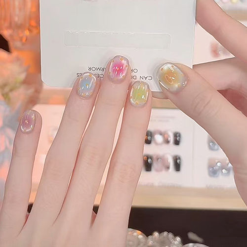 彩虹糖猫眼穿戴甲豆豆美甲贴片