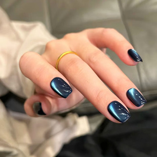 兰殿变色龙猫眼穿戴甲高级感简约小众设计日常百搭深色短美甲贴片