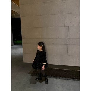 25秋冬满天星亮闪丝绒连衣裙女宝宝亮片公主裙蓬蓬裙生日礼服裙